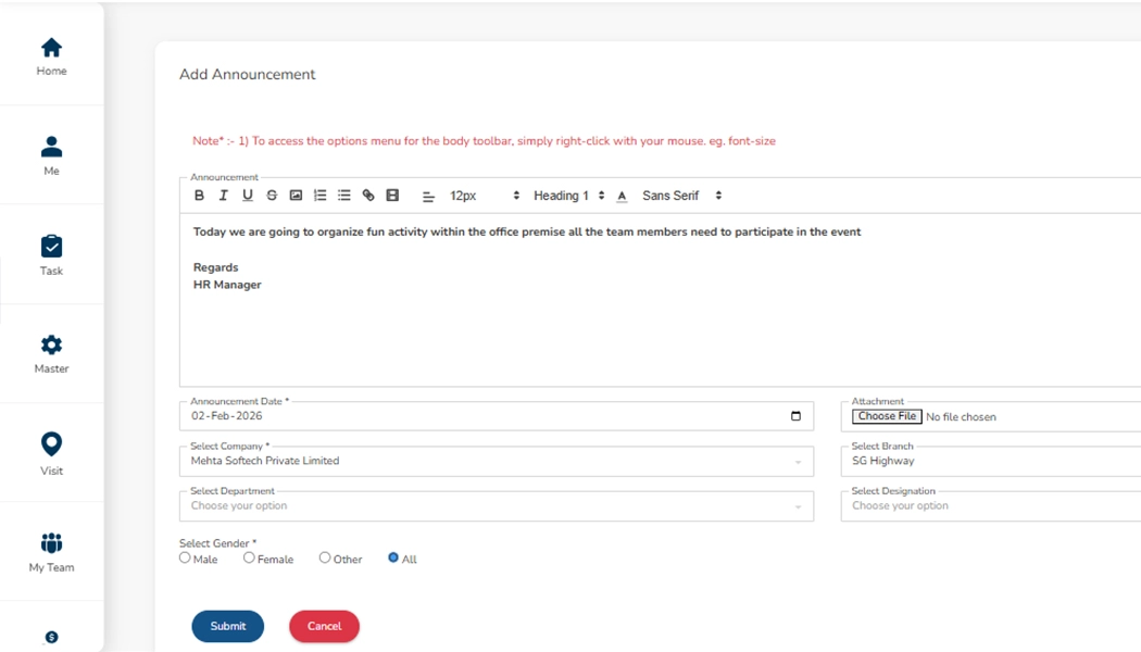 Chat and Announcement